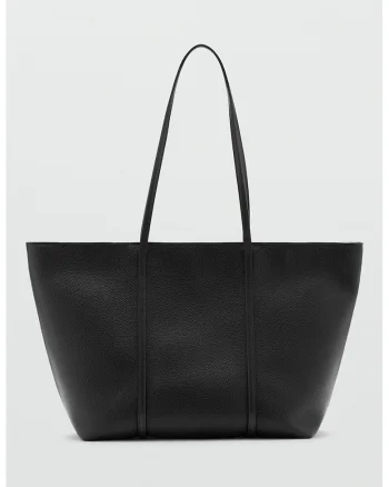 Geanta shopper de piele ecologica, Negru