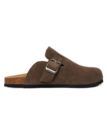Papuci barbatesti  piele intoarsa, confortabili, maro,
