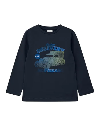 Bluza cu decolteul la baza gatului si imprimeu grafic, Gri carbune/Albastru royal
