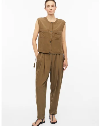 Pantaloni conici relaxed fit, Maro pamantiu