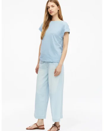 Tricou cu decolteu barcuta, Albastru pastel