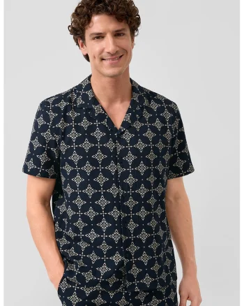 Camasa cu model si maneci scurte, Bleumarin