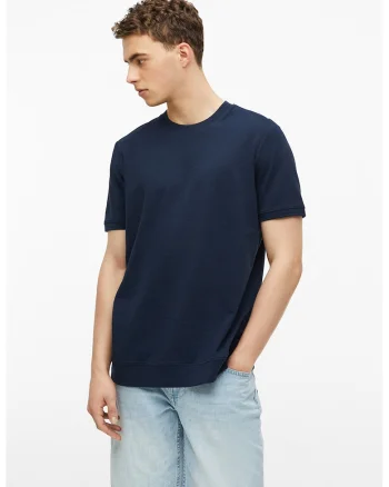 Tricou uni din amestec de bumbac, Bleumarin