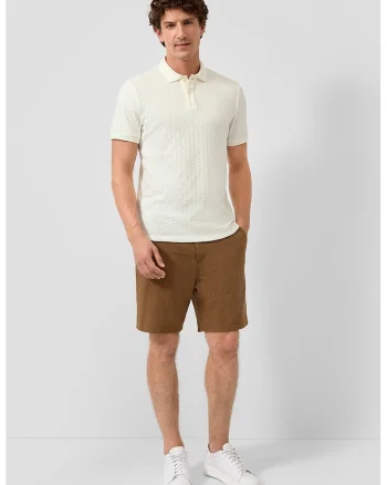 Tricou polo cu fenta cu nasturi, Alb