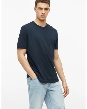 Tricou lejer din amestec de bumbac, Bleumarin
