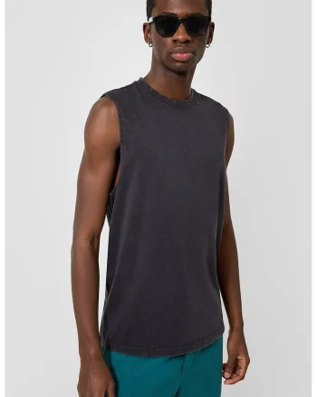 Tricou uni cu decolteu la baza gatului, Gri antracit