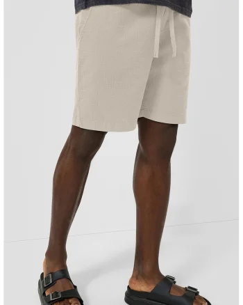 Pantaloni scurti de bumbac cu talie medie, Bej deschis
