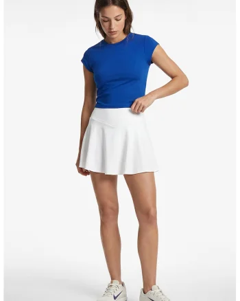 Tricou crop cambrat, Albastru safir