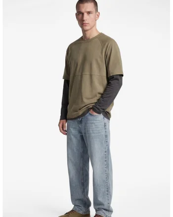 Tricou regular fit cu model uni, Verde masliniu