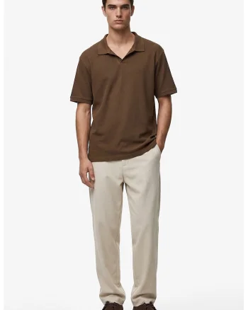 Tricou regular fit cu guler polo, Maro