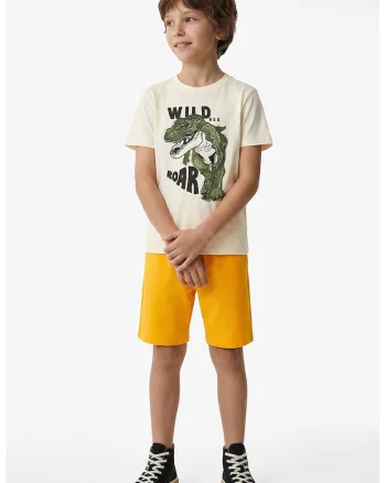 Tricou cu imprimeu T-Rex, Verde/Alb murdar
