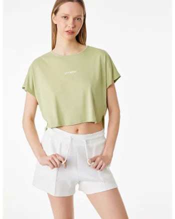 Tricou crop din amestec de modal, Verde pastel