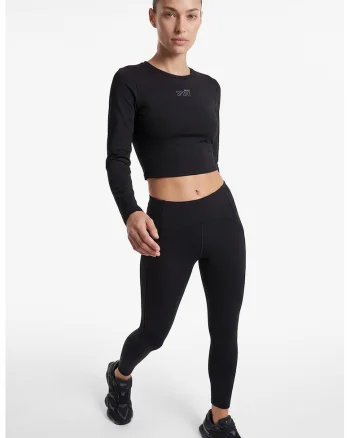 Bluza crop slim fit, Negru