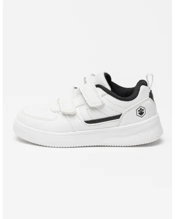 Pantofi sport cu velcro si insertii de piele ecologica, Alb