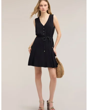Rochie cu cordon impletit, Negru