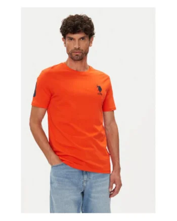 Tricou barbati,  portocaliu, 100% bumbac,