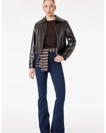 Blugi bootcut cu talie inalta Victoria, Bleumarin