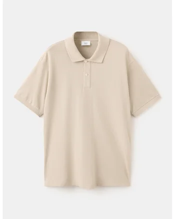 Tricou polo uni de bumbac, Bej inchis