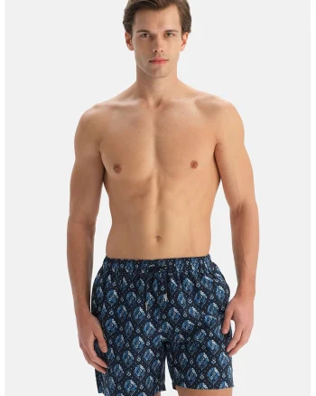 Pantaloni scurti de baie cu imprimeu grafic, Albastru oceanic/Albastru ultramarin