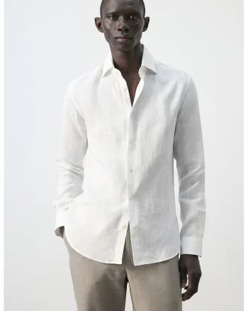 Camasa slim fit de in, Alb