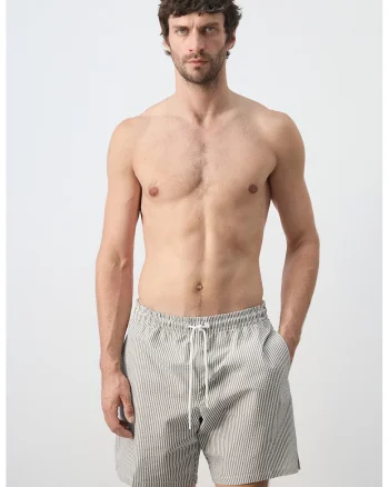 Pantaloni scurti de baie cu talie ajustabila, Alb/Gri marmorat