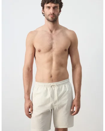Pantaloni scurti de baie cu talie ajustabila, Bej deschis