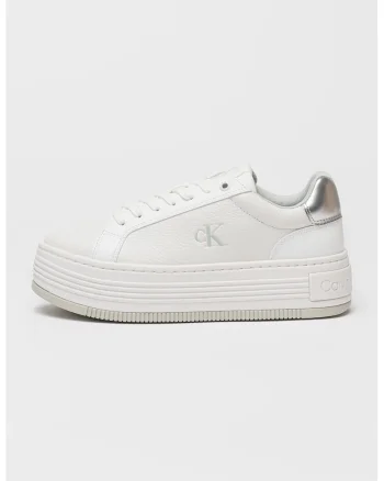 Pantofi sport cu talpa flatform si sireturi, Alb murdar