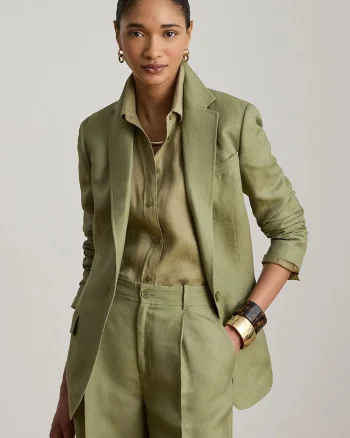 Lauren Ralph Lauren sacou cu un singur rând de nasturi pentru femei cu in