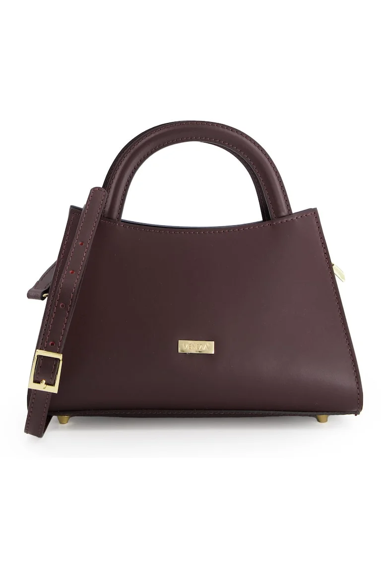 Geanta dama  Bucket, bordo, piele naturala, 27x10x17cm, curea detasabila 134cm