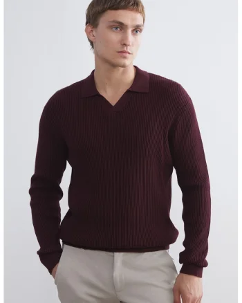 Pulover striat cu model uni, Violet pruna