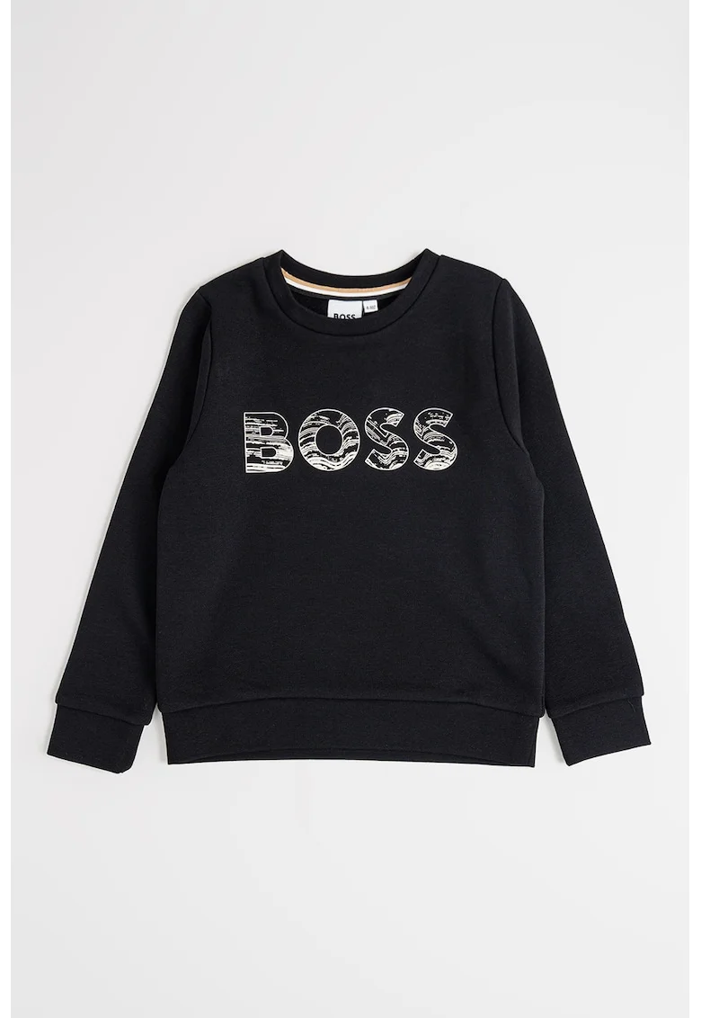 Bluza de trening cu imprimeu logo, Negru/Bej