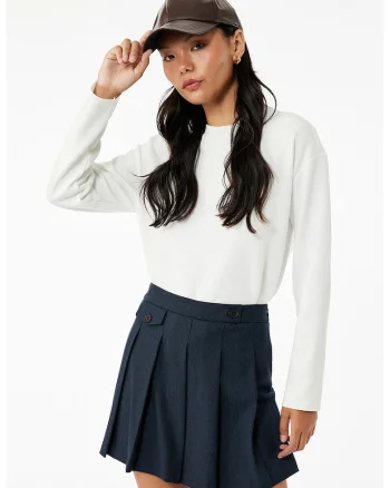 Pulover uni lejer, Alb fildes