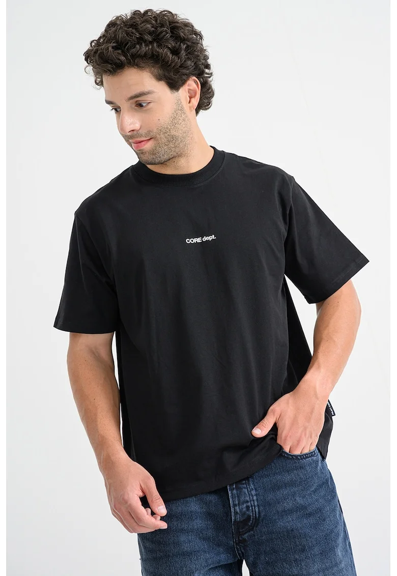 Tricou din amestec de bumbac organic si imprimeu grafic pe partea din spate, Alb/Negru/Lila