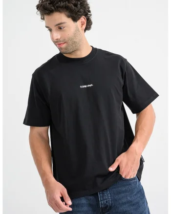 Tricou din amestec de bumbac organic si imprimeu grafic pe partea din spate, Alb/Negru/Lila