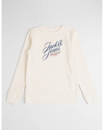 Bluza de trening cu imprimeu logo, Alb fildes/Rosu inchis/Bleumarin