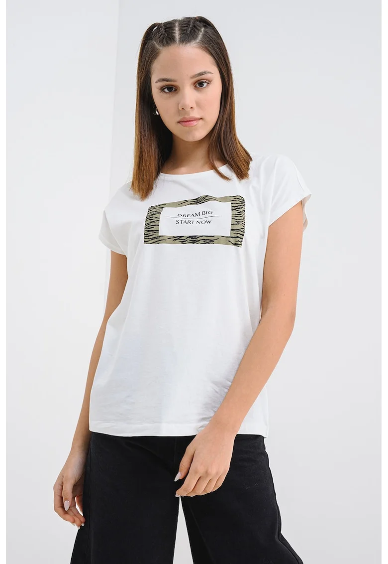 Tricou din bumbac organic Sira, Negru/Alb optic/Verde sparanghel