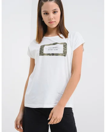 Tricou din bumbac organic Sira, Negru/Alb optic/Verde sparanghel