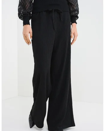 Pantaloni cu croiala ampla si snururi, Negru