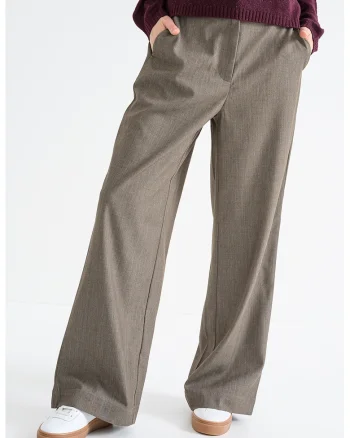 Pantaloni cu croiala ampla si talie elastica pe partea din spate, Grej