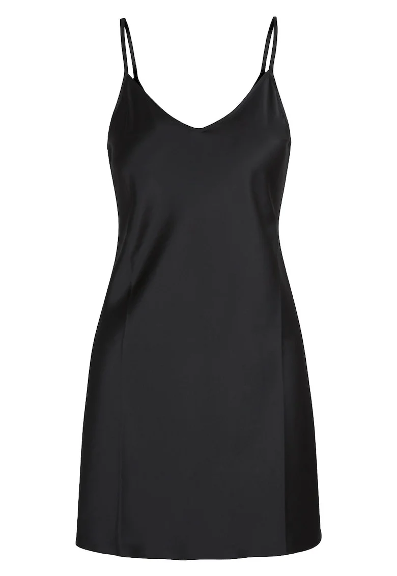 Neglijeu de satin cu bretele ajustabile, Negru