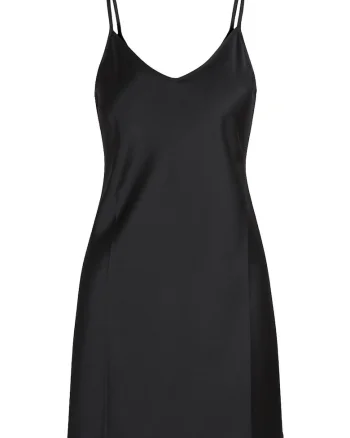 Neglijeu de satin cu bretele ajustabile, Negru