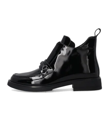Ghete de dama din piele lacuita neagra, talpa