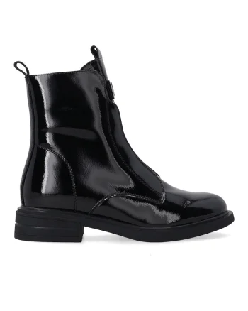 Botine de dama lacuite negre cu fermoar