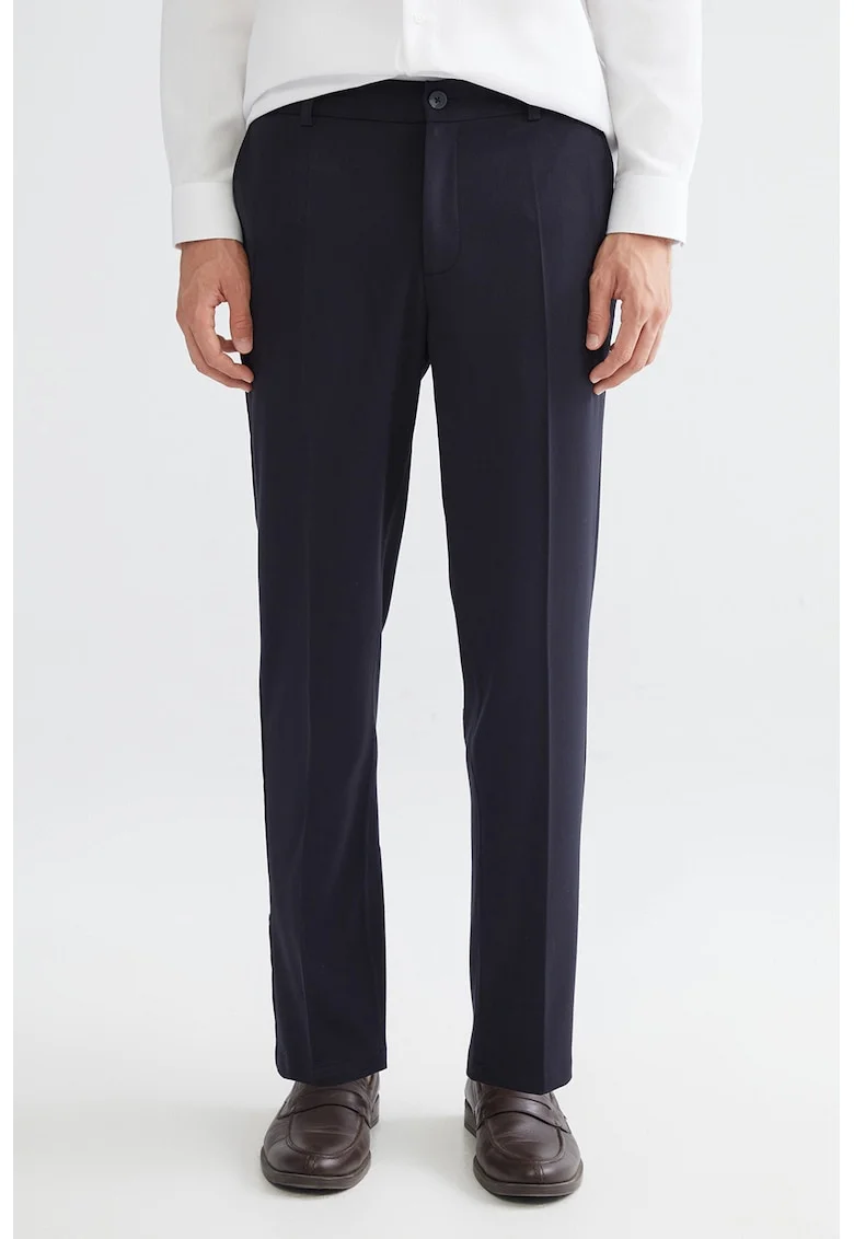 Pantaloni chino cu talie medie, Bleumarin