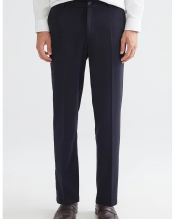 Pantaloni chino cu talie medie, Bleumarin
