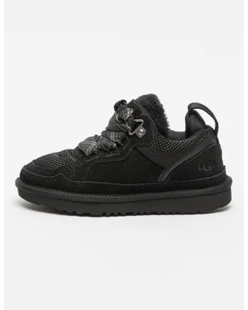 Pantofi sport de piele intoarsa cu garnituri de material textil, Negru