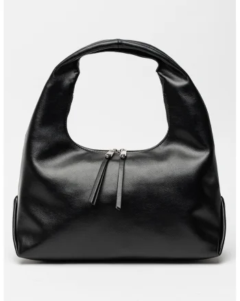 Geanta hobo de piele lacuita Iva, Negru
