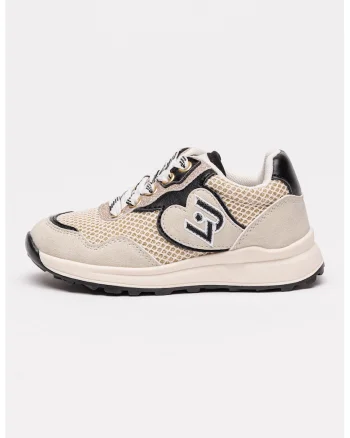 Pantofi sport din material sintetic cu garnituri din material textil, Auriu/Bej deschis