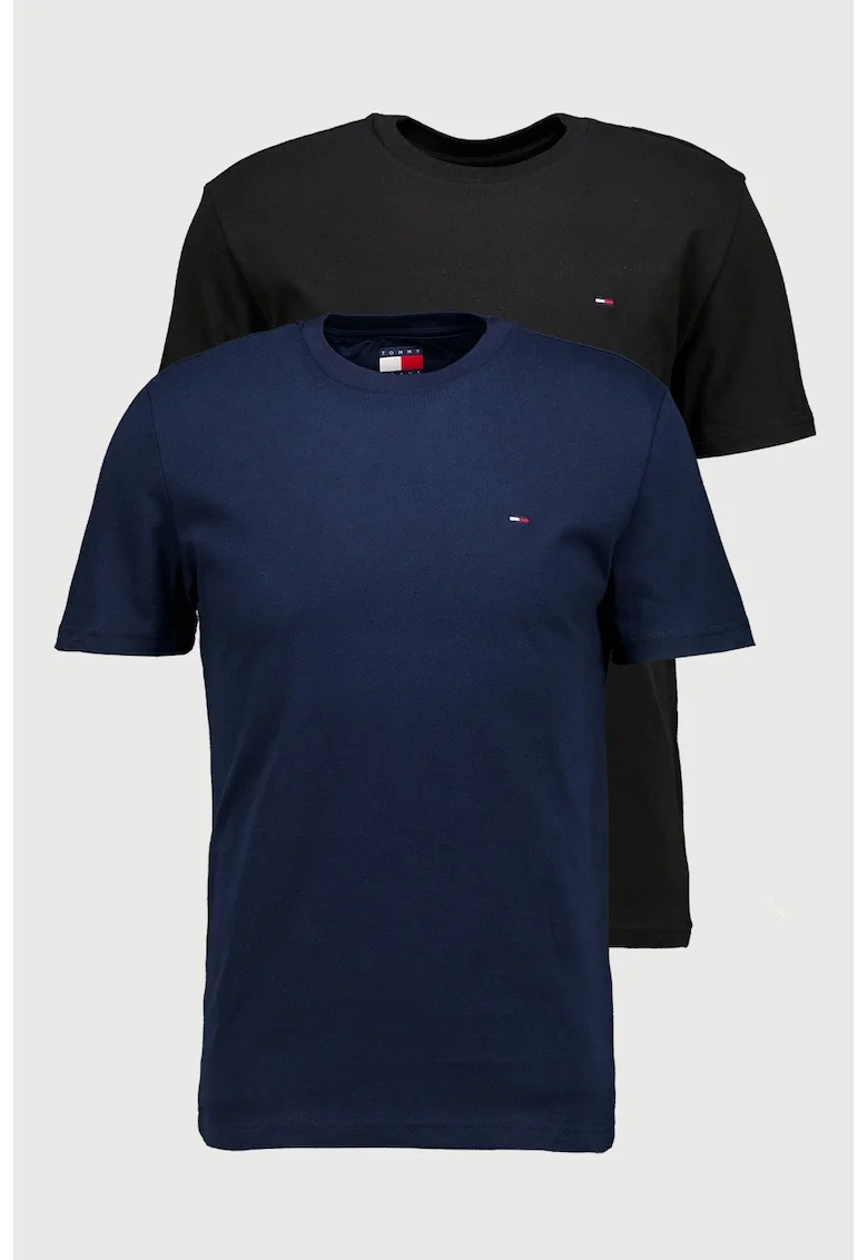 Set de tricouri slim fit din bumbac - 2 piese, Negru stins/Bleumarin