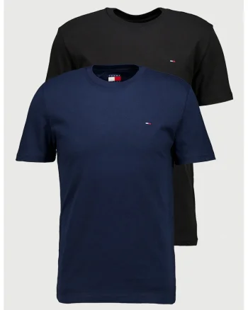 Set de tricouri slim fit din bumbac - 2 piese, Negru stins/Bleumarin